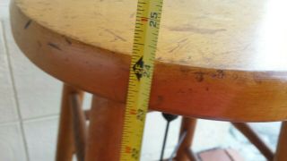 Antique Vintage Wood Bar Shop Stool with Metal Support Rods Steampunk Industrial 3