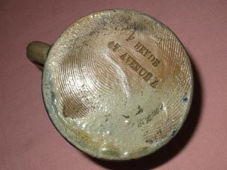 Antique 19th C Stoneware Decorated Small Tavern Mug Tankard Stein NYC F.  Heyde 10