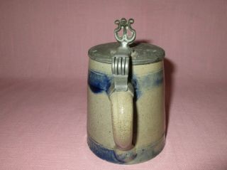 Antique 19th C Stoneware Decorated Small Tavern Mug Tankard Stein NYC F.  Heyde 4