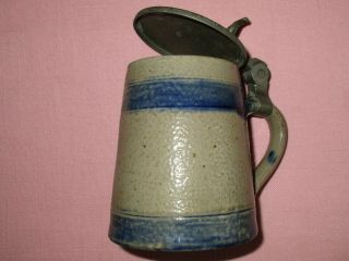 Antique 19th C Stoneware Decorated Small Tavern Mug Tankard Stein NYC F.  Heyde 9