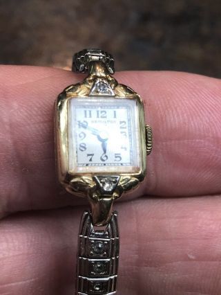 Vintage Lady Hamilton 14k 17 Jewel White Gold Ladies Watch Antique Not