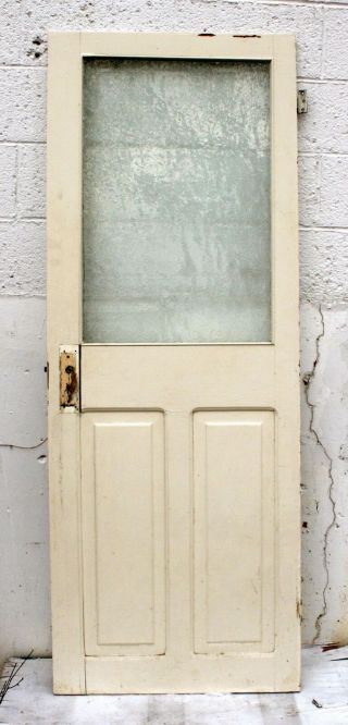 26 " X70 " X1 " Antique Vintage Solid Oak Wood Wooden Door Textured Glass Window Lite