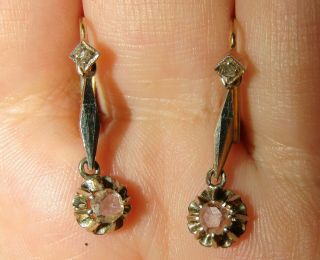 Elegant,  Antique,  French,  Napoleon Iii 18 Ct Gold Dormeuses Diamond Earrings