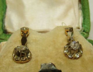 ELEGANT,  ANTIQUE,  FRENCH,  NAPOLEON III 18 CT GOLD DORMEUSES DIAMOND EARRINGS 5