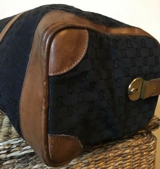 Authentic Vintage Gucci Duffle Bag Black Canvas & Brown Leather 7