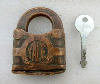 Vintage Old Rare Collectible Brass Solid Heavy Yale Mark Made In England Padlock