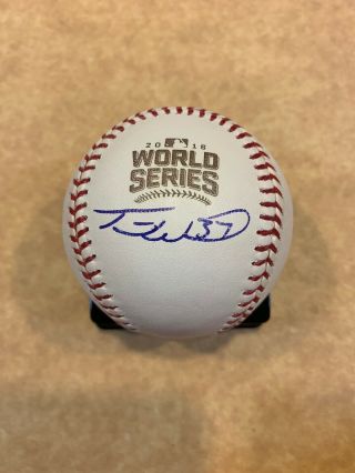 Travis Wood Signed 2016 World Series Baseball Chicago Cubs Psa Rare