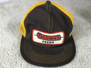 Vintage Browns Feeds Hat K Products Patch Trucker Hat Mesh Snapback Cap Brand