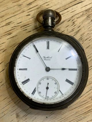 Geneva Pocket Watch Berthoud - 52mm Across With Large Dueber Coin Silver Case