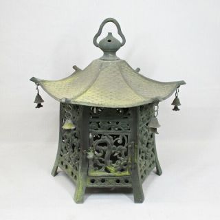 A654: Real Old Japanese Copper Ware Big Hanging Lantern For Shrine Or Temple.