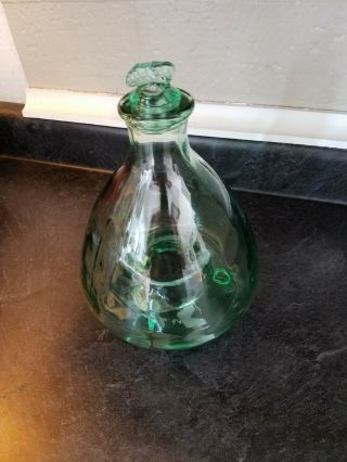 Antique Green Glass Bee Wasp Bottle Trap 1920s Vintage