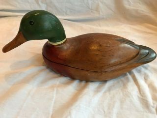 T.  L.  Plum Carved Mallard Duck Playing Card Holder Sn 111 Unique Collectible