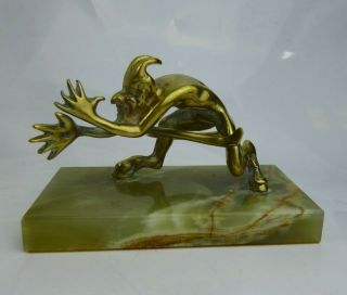 Vintage Brass Cock A Snook Snoot Devil Car Motorcycle Mascot Early Example