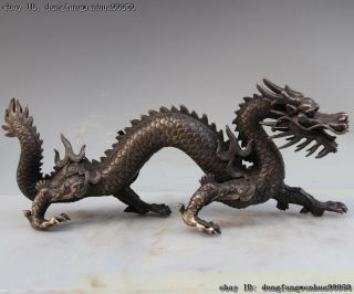 Chinese Royal Palace Fengshui Auspicious Pure Copper Bronze Dragon Loong Statue