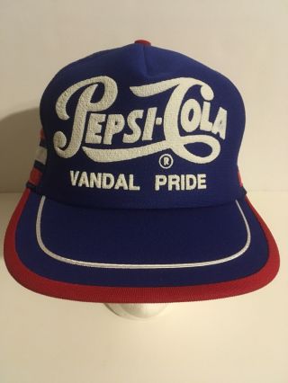 Vintage Pepsi - Cola 3 - Stripe Mesh Trucker Hat Cap Vandal Pride U Of Idaho Moscow