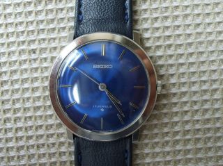 Vintage Rare Seiko 66 - 7090 Blue Dial Hand - Winding Watch C1968