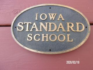 Vtg Iowa Standard School Bronze Sign Fairbanks Art Bronze Wks Jamestown Ny