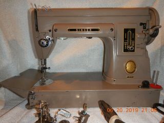 Vintage 1956 Singer 301a S/m Shortbed Serviced - Brown - Sister To Feather Weight
