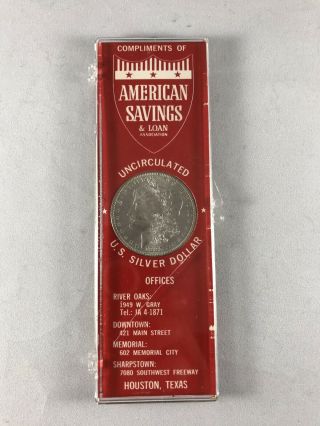 1885 O Us $1 Morgan Dollar In Vintage American Savings And Loan Plastic Case