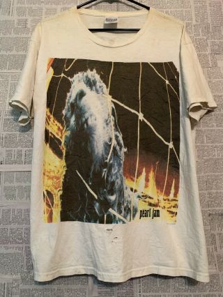 Vtg 90s Pearl Jam Threadworm Rock Band T - Shirt