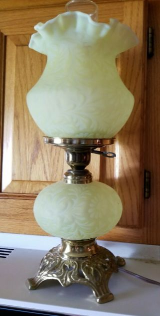 Fenton Topaz Daisy And Fern Vintage Lamp
