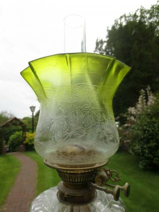 Antique Victorian Veritas Acid Etched Tulip Duplex Oil Lamp Shade