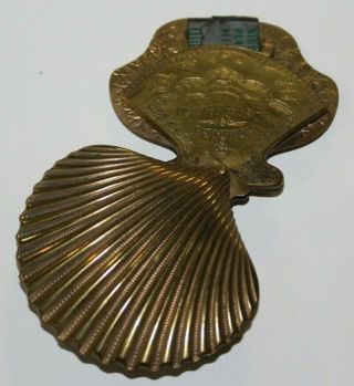 Rare 1871 W.  Avery & Son Redditch Brass Scallop Shell Sewing Needle Case