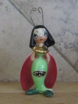 Vintage Josef Originals Lady Bug Figurine With Stickers