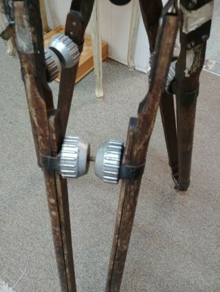 Vintage Adjustable Wood Surveyor Tripod with Metal Top and Feet 3