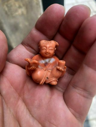 Antique Chinese Coral Statue Of A Women 15.  4 Gram