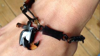Carved Antique Faux Tortoiseshell Bracelet Charms Faith Hope Charity
