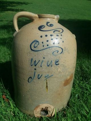 Threashing Wine Jug Ripley Illinois Saltglaze White Hall Stoneware Crock