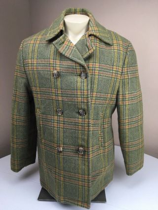 Vtg Woolrich Brown Green Plaid Lined 100 Wool Heavy Hunting Jacket Coat Sz 40