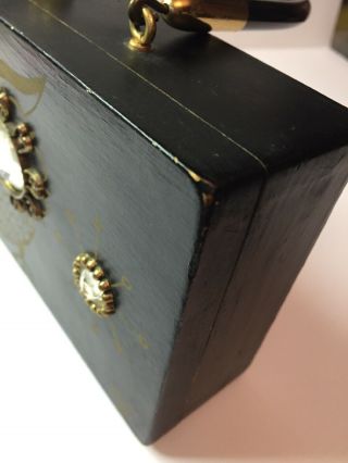 Vintage Enid Collins Box Bag Wooden Purse “Night Owl” 6