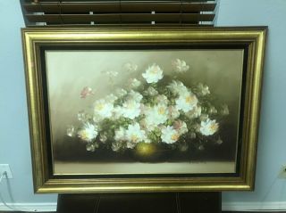Vintage Framed Oil Painting Signed Irene Cox Artist Floral Flowers