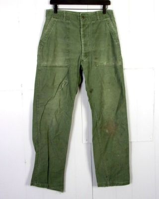 Vtg Early 60s Us Army Vietnam Era Sateen Uniform Pants 5 Button Fly 33 X 32