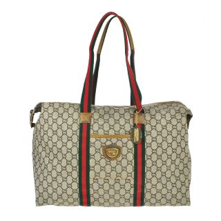 H68 Gucci Plus Authentic Sherry Webbing Travel Bag Shoulder Hand Tote Vintage