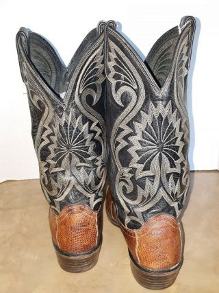 VTG DAN POST WESTERN COWBOY BOOTS MENS 10 D EXOTIC LIZARD SKIN LEATHER CATS PAW 3