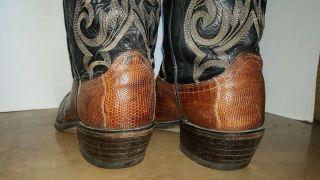 VTG DAN POST WESTERN COWBOY BOOTS MENS 10 D EXOTIC LIZARD SKIN LEATHER CATS PAW 4