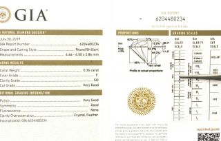 Gia Loose Certified.  36ct Si2 F Round Diamond Estate Vintage