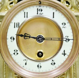 Antique French 8 Day Pierced Bronze Oromlu Ornate Mantel Clock Candelabras Set 7