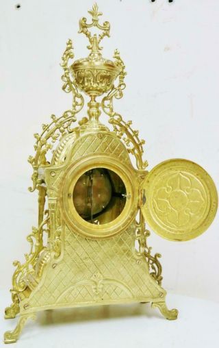 Antique French 8 Day Pierced Bronze Oromlu Ornate Mantel Clock Candelabras Set 8