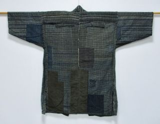 Japanese Kimono Cotton Antique Boro Jacket / Vintage Fine Indigo Blue /36