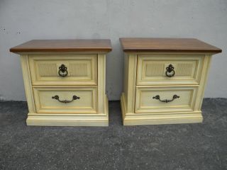 French Painted Nightstands Side End Tables By Stanley 3550