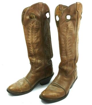 Vintage Tony Lama X - Tall Brown Leather Cowboy Boots Size 11 1/2 D B03 - 13