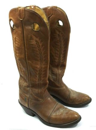 Vintage TONY LAMA X - Tall Brown Leather COWBOY Boots Size 11 1/2 D B03 - 13 2