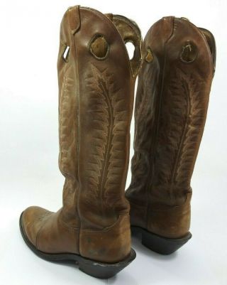 Vintage TONY LAMA X - Tall Brown Leather COWBOY Boots Size 11 1/2 D B03 - 13 3