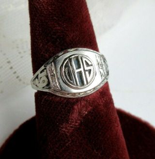 14k White Gold Vintage 1931 Art Deco High School Class Ring Size 5.  5 Engraved