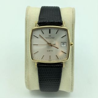 Vintage Hamilton Swiss Masterpiece Quartz 7 Jewel 10k Gf Mens Wrist Watch Runs