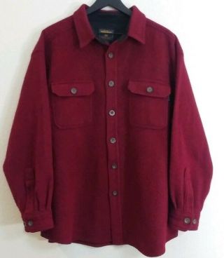 Vintage Mens Woolrich Size Xl Wool Hunting Jacket Shirt Red Burgandy Tweed